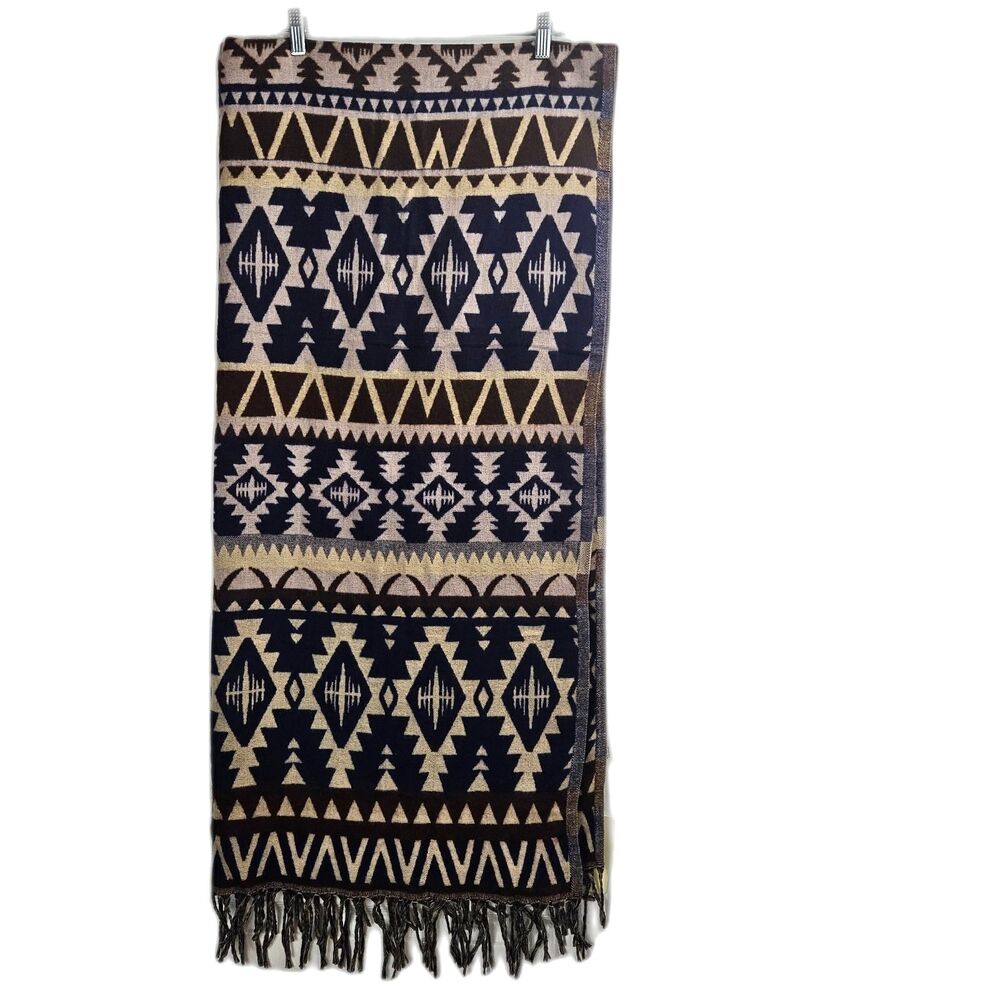 New BHANTI Kerala Blanket Scarf 77"L x 38"W (+4" trim) Tibet Inspired